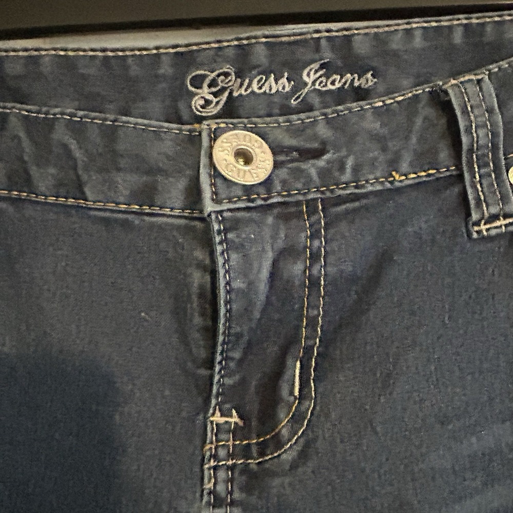Guess Jeans Womens 34 Straight Y2K Denim Mid Rise Embroidered Pocket Retro Ankle - Picture 3 of 9